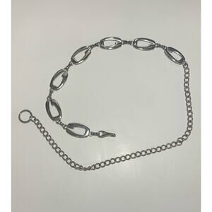Silver‎ Tone Chain Link Belt With Decorative Links Fits 19 To 35 Inches